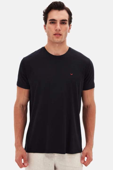 D'S Damat Regular Fit مشکی ساده گلدوزی‌شده ۱۰۰٪ پنبه تی‌شرت