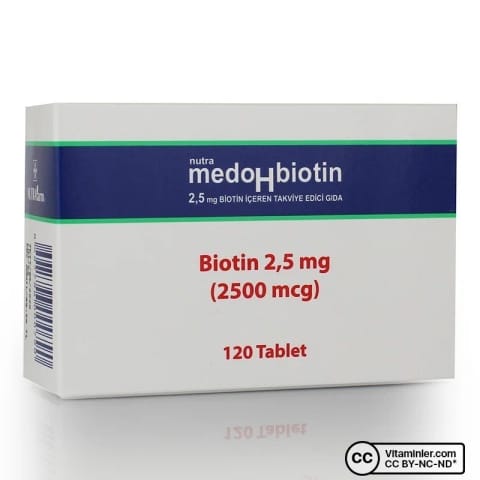نوترافارم MedoHbiotin بیوتین 2500 میکروگرم 120 قرص