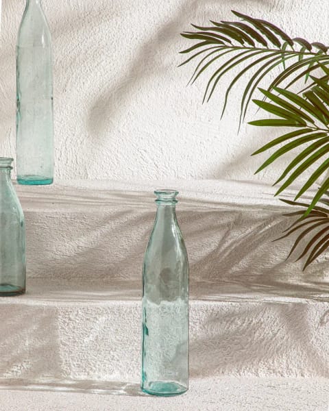 گلدان شیشه‌ای Recycled Bottle سبز 9x9x39 سانتی‌متر