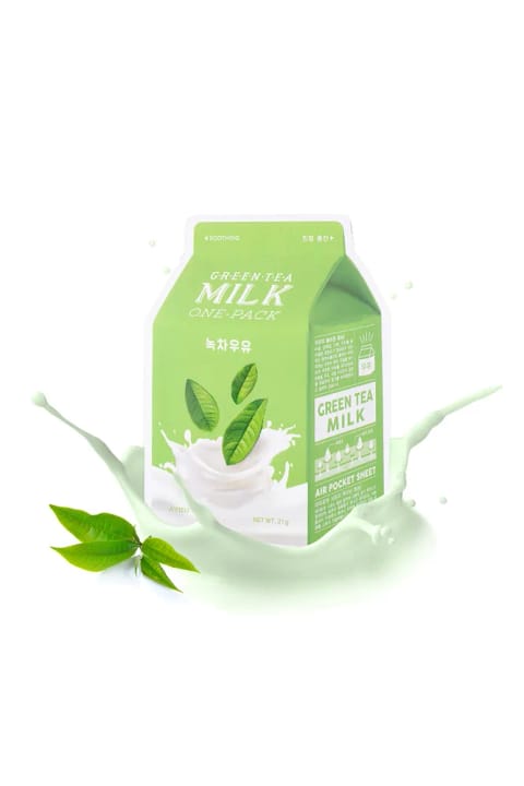 ماسک ورقهای میسا مناسب پوستهای حساس (چای سبز-شیر) A'PIEU Green Tea Milk