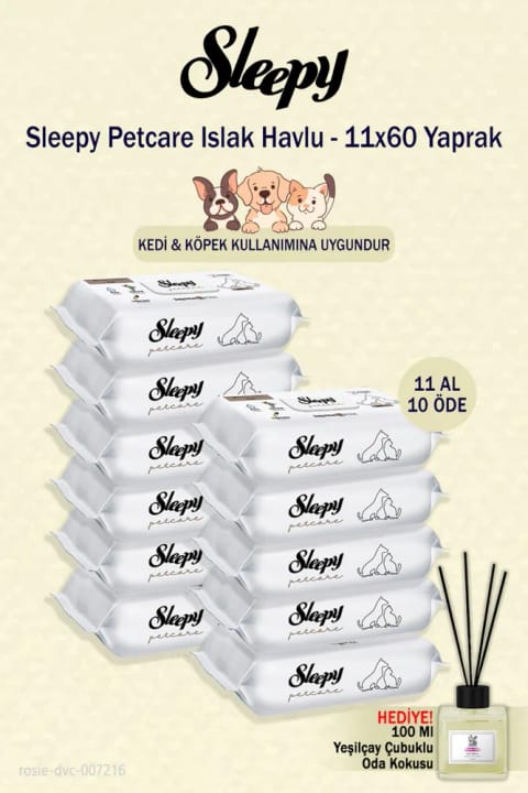 Sleepy 11 بسته دستمال مرطوب پت‌کر ۶۰ عددی به همراه خوشبوکننده هوا هدیه