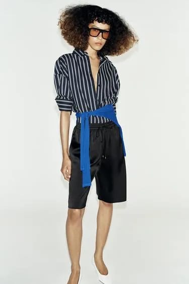 Zara شلوارک برمودا بلند ساتن