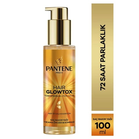 روغن مراقبت از مو Pantene Pro-V Glowtox قبل و بعد از شستشو 100ml