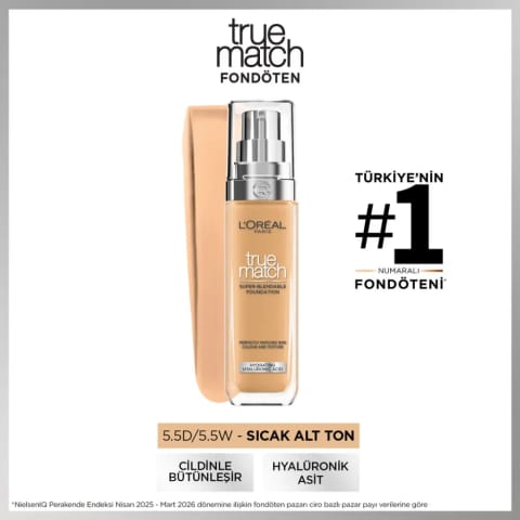 لورآل پاریس True Match فونداسیون مراقبتی 5.5D/5.5W با ته‌رنگ گرم