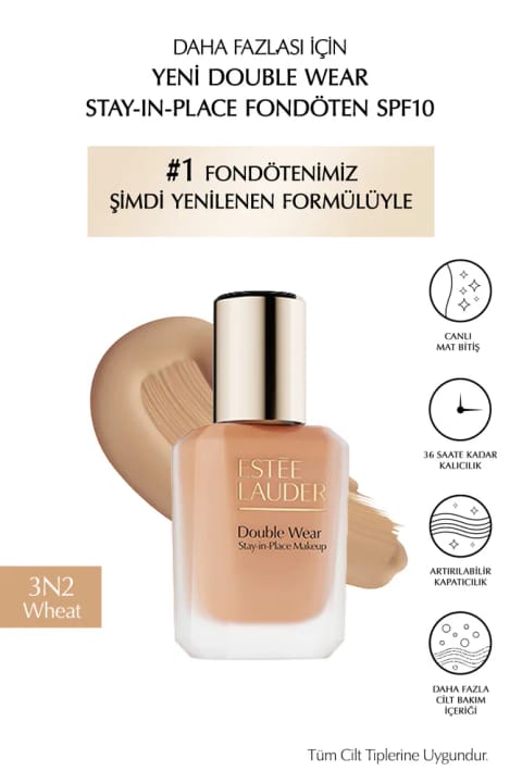 فونداسیون Estee Lauder Double Wear Stay-in-Place SPF10 با فینیش مات شاداب (3N2 WH...