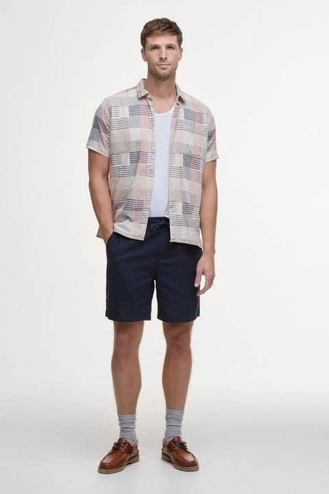 شورت راحتی Barbour مدل Cotton Linen NY91 رنگ سرمهای