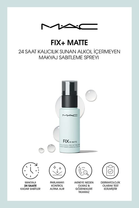 M.A.C Fix+ Matte اسپری تثبیت‌کننده مات بدون الکل با ماندگاری ۲۴ ساعته