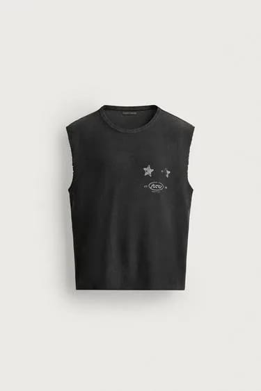 WASHED PRINTED KNIT TANK TOP