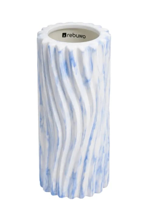 Rebuwo Eva Foam Roller طرح دار آبی و سفید