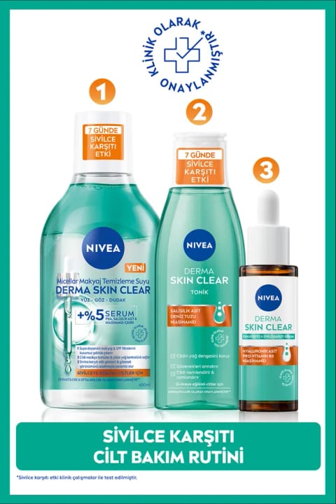 ست مراقبت از پوست ضد جوش NIVEA Derma Skin Clear، سرم، پاک‌کننده آرایش...