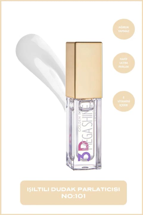 Golden Rose 3D Mega Shine Lipgloss - 101 - براق کننده لب شفاف