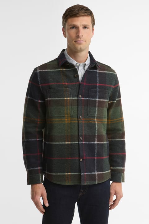 پیراهن بیرونی برش‌خورده Barbour مدل Woodlane طرح Classic Tartan کد TN11