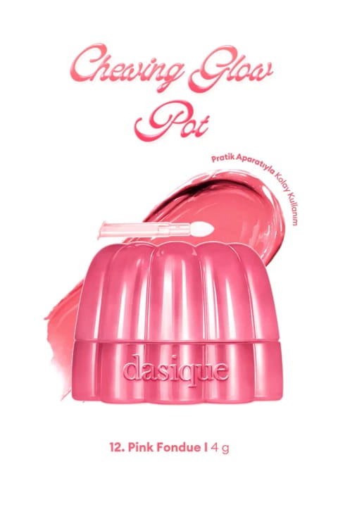 dasique رژ لب و رژگونه با بافت ژلی انعطاف‌پذیر، مرطوب‌کننده و براق — 12 Pink Fondue