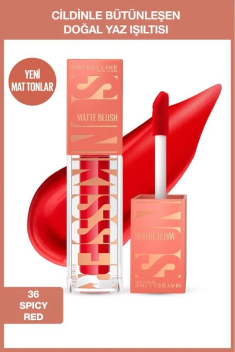 رژگونه مایع Maybelline New York Sunkisser Hazy Matte - رنگ 36 Spicy Red