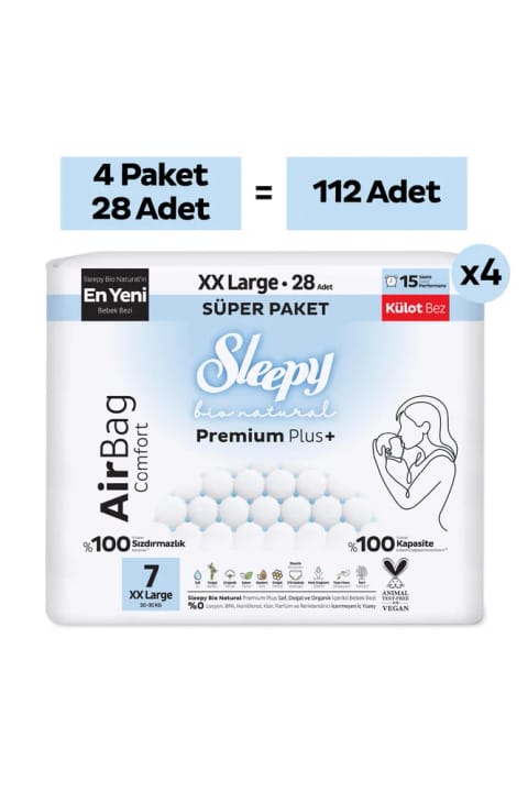 Sleepy Bio Natural Premium Plus Airbag Comfort پوشک شلوارکی سایز ۷ — 7 Xxlarge 112