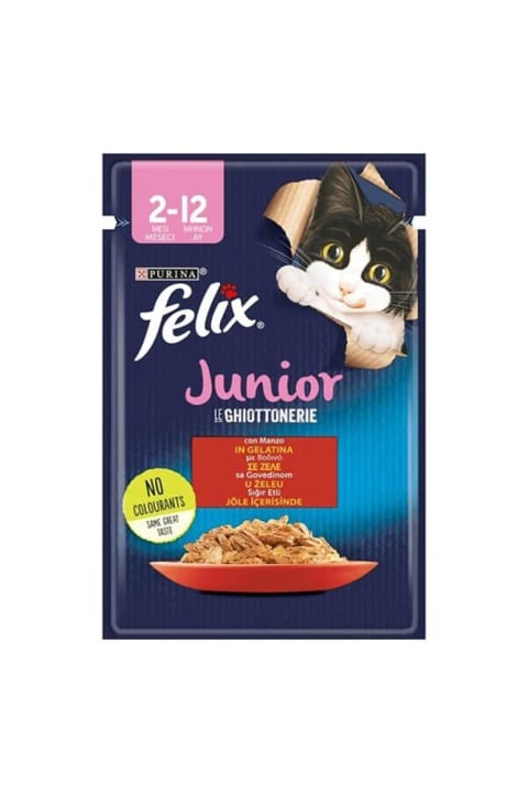 Felix Sensations Junior غذای مرطوب گربه بچه گربه با گوشت گاو در ژله تازه