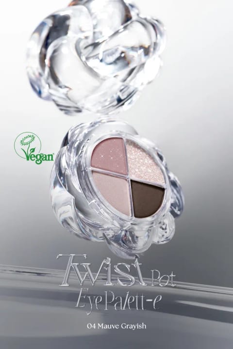 پالت سایه چشم ۴ رنگ Muzigae Mansion با بافت ابریشمی Twist Pot — 04 Mauve Grayish