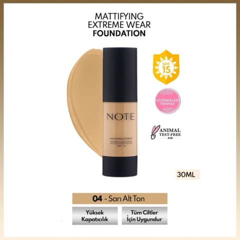 Note Mattifying Extreme Wear Foundation فونداسیون 04 Sand