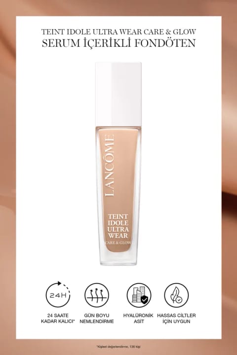 Lancome Teint Idole Ultra Wear Care & Glow Serum Içerikli Likit Fondöten 220c...