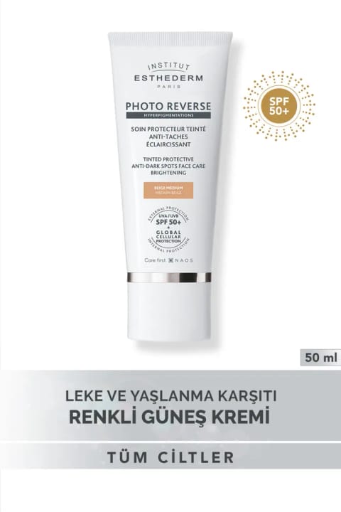 کرم ضدآفتاب رنگی Institut Esthederm Photo Reverse سایه Medium Beige حجم ۵۰ میلیلیتر