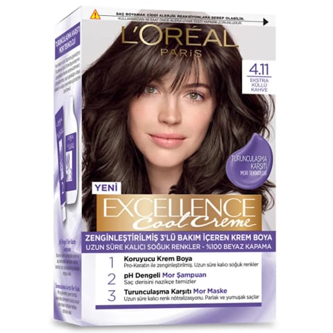 Loreal Paris Excellence Cool Creme رنگ مو 4.11 قهوه ای دودی فوق العاده