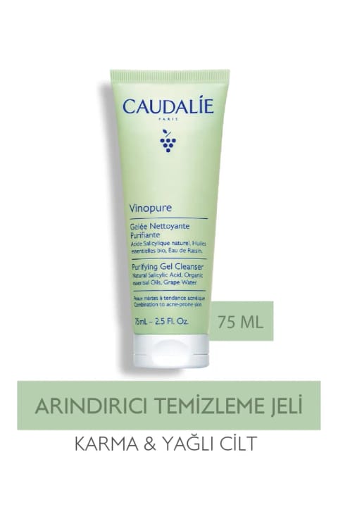 Caudalie Vinopure ژل پاککننده آرایش و شستشوی صورت 75 میلیلیتر