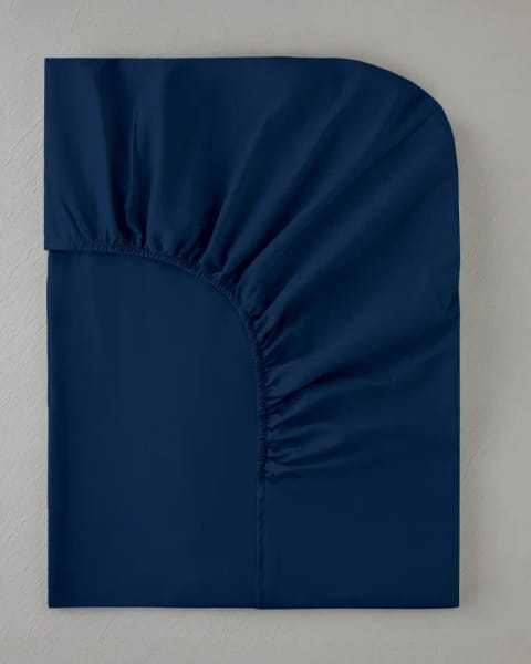 ملحفه کشدار یک نفره Pure ۱۰۰٪ پنبه سایز Plus 120x200 سانتی‌متر آبی نفتی