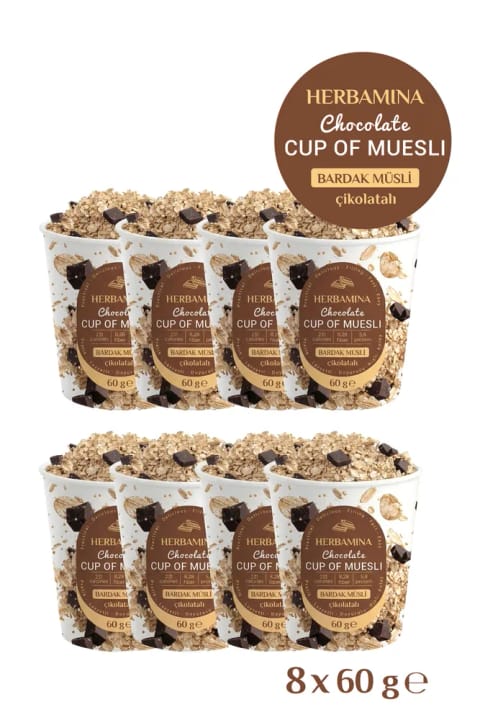 Herbamina 8'li Bardak Müsli Çikolatalı