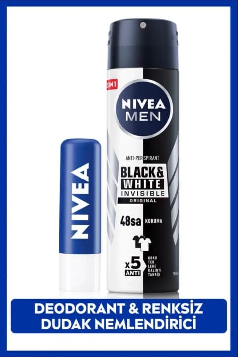NIVEA MEN اسپری دئودورانت Black&White Invisible اورجینال ۱۵۰ میلیلیتر