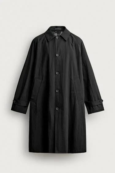 Zara کت بارانی ترنچ فیت ریلکس کنتراست