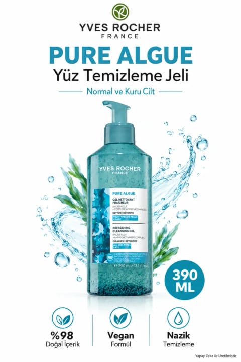 ژل شستشوی صورت احیاکننده پریبیوتیک Yves Rocher 390 میلیلیتر - مناسب پوست معمولی و خشک