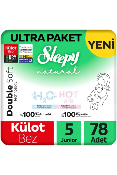 Sleepy Natural Double Soft پوشک شورت سایز ۵ نوجوان ۷۸ عددی