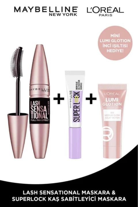 میبلین نیویورک Lash Sensational ماسکارا و Super Lock ژل ابرو