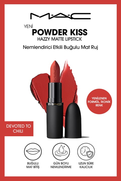 رژ لب مات مخملی M.A.C Powder Kiss Hazy Matte Lipstick آبرسان - De...