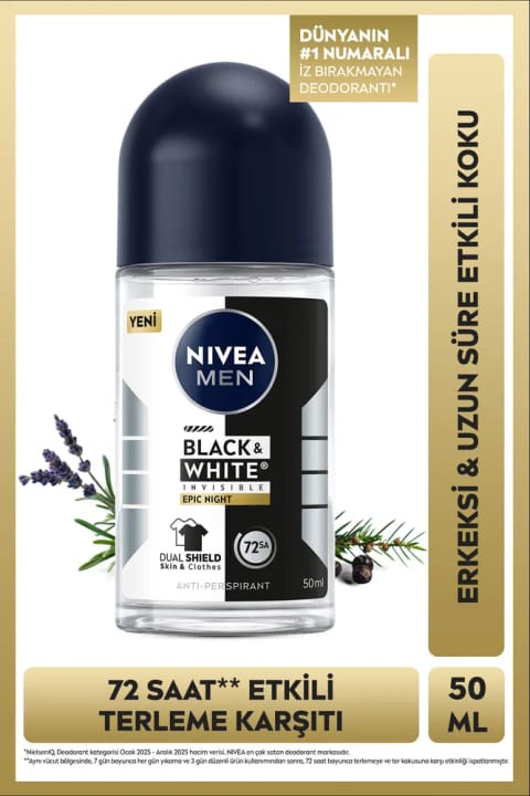 NIVEA MEN رولآن ضد تعریق بلک اند وایت اپیک نایت ۵۰ میلیلیتر