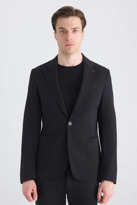 D'S Damat کت پارچه‌ای مشکی اسلیم فیت