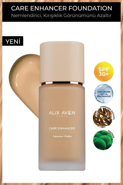 Alix Avien کرم پودر ضد چروک مرطوبکننده با SPF30 و پایانی درخشان — 813 Pale Amber