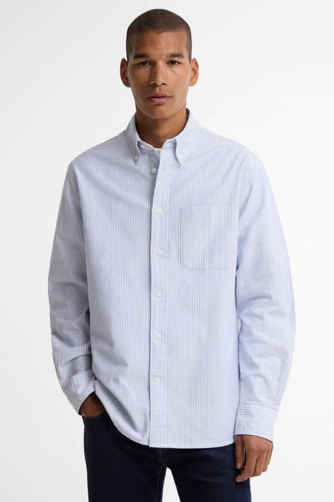 پیراهن آکسفورد راهراه Barbour Authentic آبی BL33
