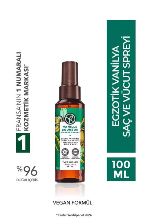 Yves Rocher اسپری مو و بدن - وانیل اگزوتیک - وگان - 100 میلیلیتر