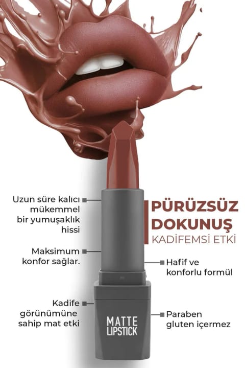 Alix Avien رژ لب مات مخملی بلندمدت با رنگ دهی غلیظ و مرطوب‌کننده — 412 Warm Brown