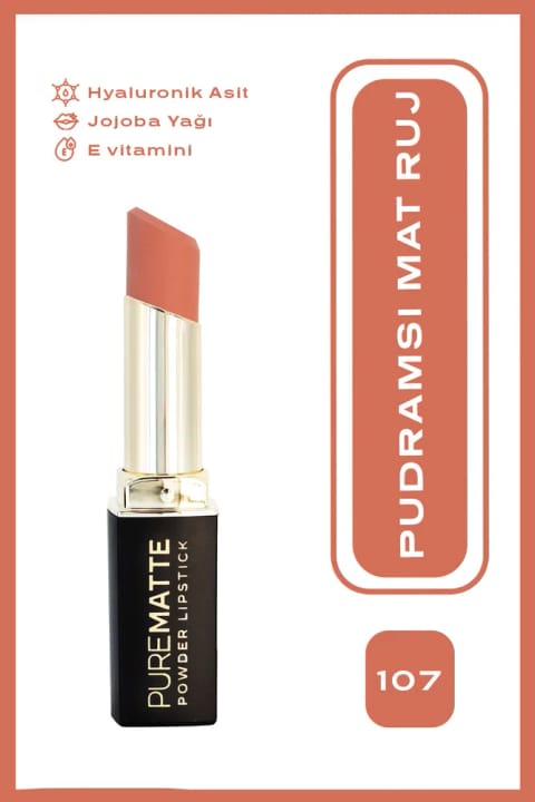 Golden Rose Pure Matte Powder Lipstick No:107 - رژ لب مات پودری