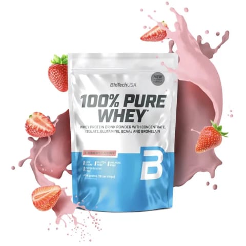 پروتئین وی خالص BioTechUSA ۴۵۴ گرم - توت‌فرنگی