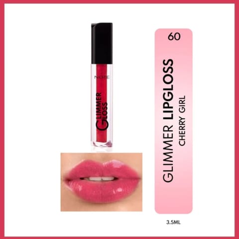 Note Glimmer Gloss براقکننده و مرطوبکننده لب 60 Cherry Girl