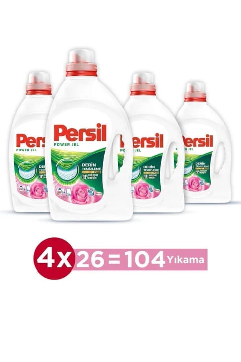 مایع لباسشویی Persil با رنگ گل رز، ۱۰۴ بار شستشو، ۴×۱۶۹۰ میلی‌لیتر