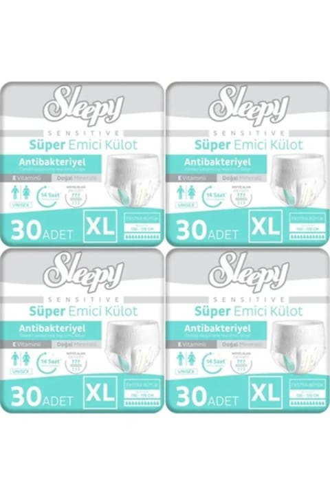 Sleepy Sensitive شورت جاذب XL سایز بزرگ ۱۲۰ عددی (۴ بسته ۳۰ عددی)