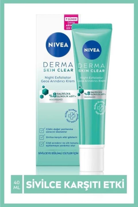 NIVEA Derma Skin Clear Night Exfoliator کرم پاککننده ضد جوش شبانه