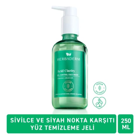 Herbaderm Acid Clarity ژل شستشوی صورت ۲۵۰ میلی‌لیتر