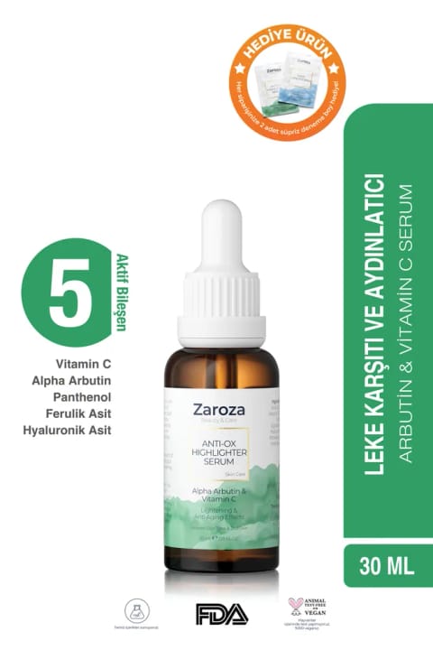 ZAROZA ضد لک، یکنواخت‌کننده و روشن‌کننده پوست با ARBUTIN و VITAMIN C
