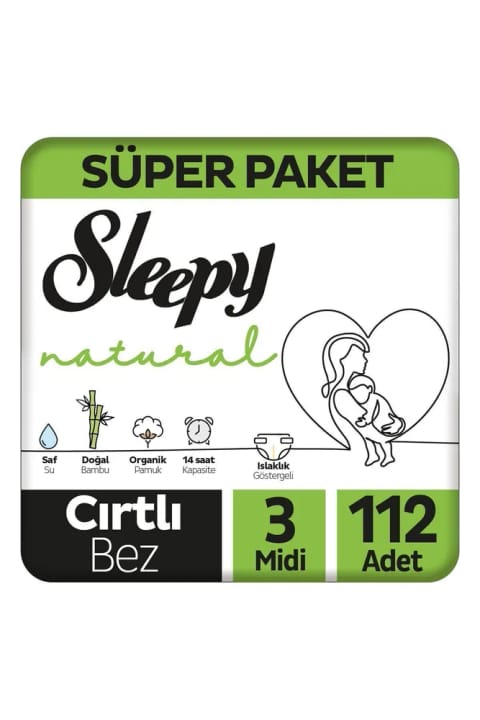 Sleepy Natural سوپر پکیج پوشک بچه سایز ۳ میدی ۱۱۲ عددی