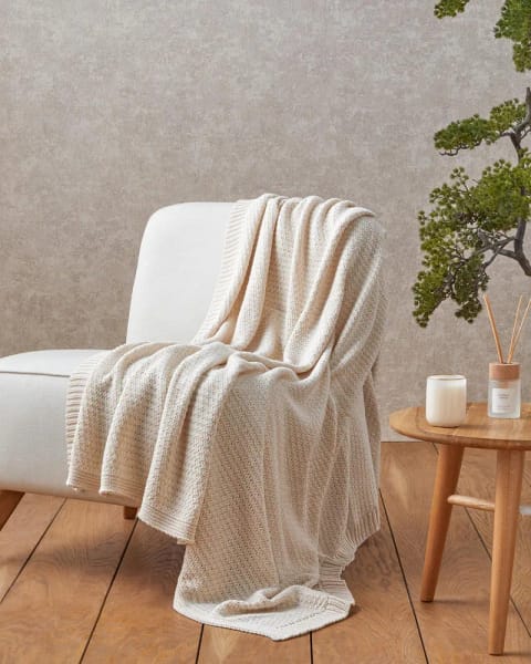 شال مبل Simple White ۱۳۰×۱۷۰ سانتی‌متر رنگ اکرو